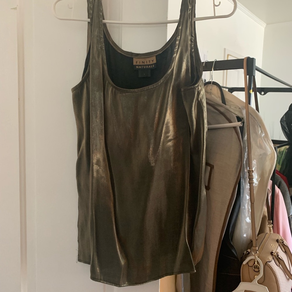 Finish Naturals Iridescent Gold & Black Sheer Top